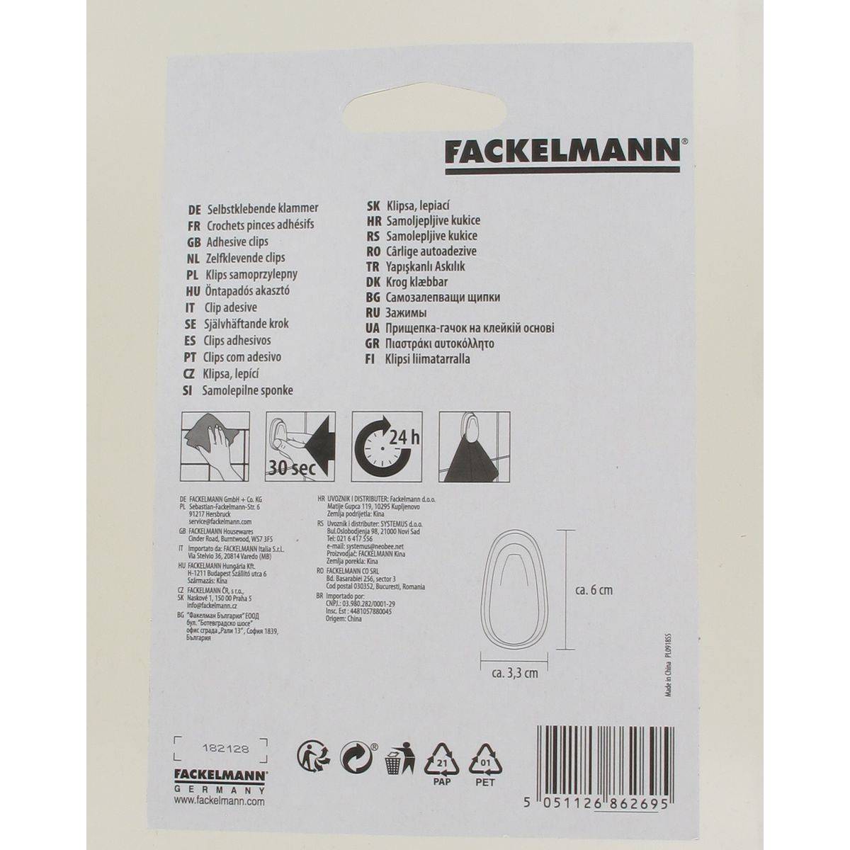 Lot de 2 crochets adhésifs à pince Fackelmann Tecno - Image 2
