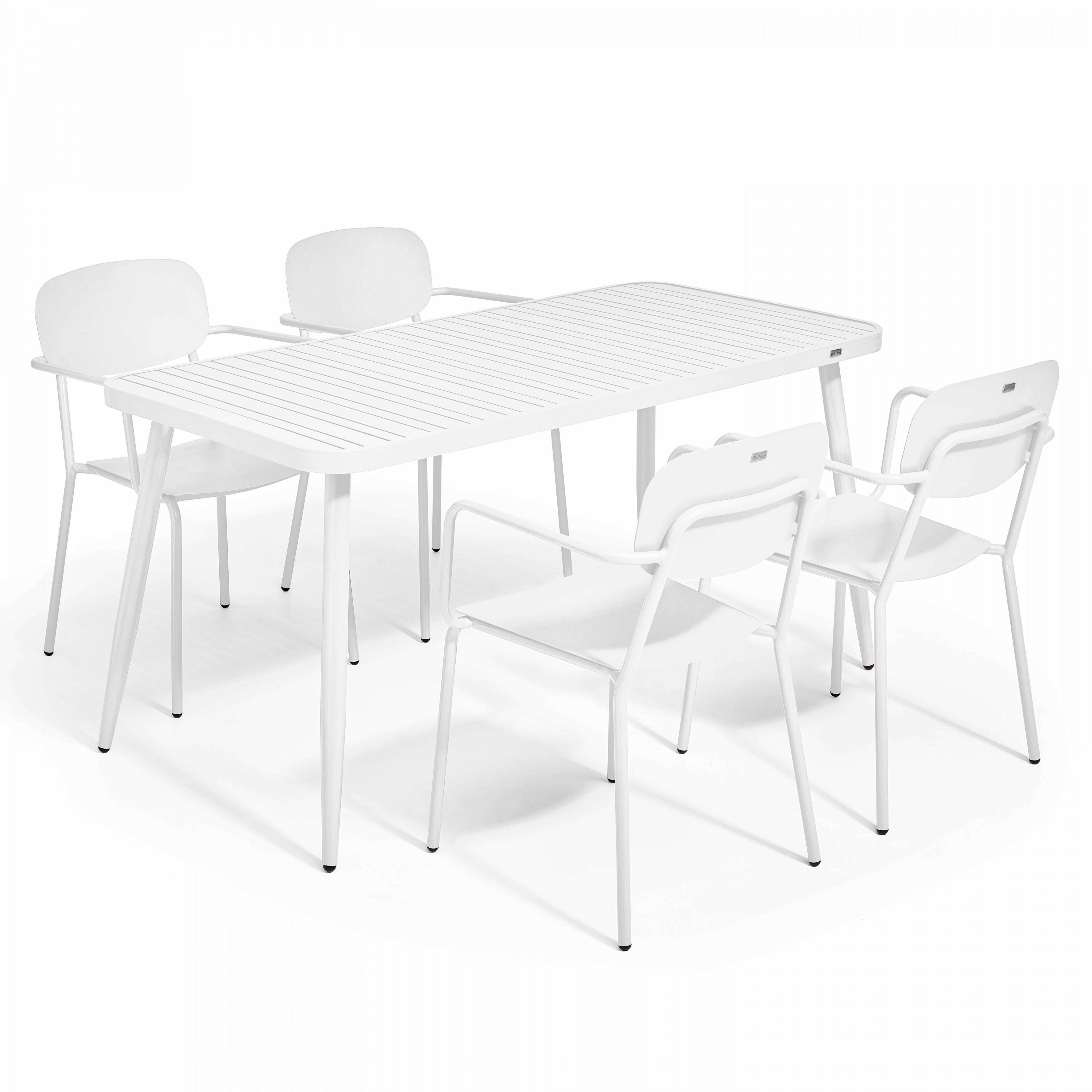 Oviala - Ensemble table de jardin et 4 fauteuils en aluminium blanc Bristol - Oviala - Imagen 1
