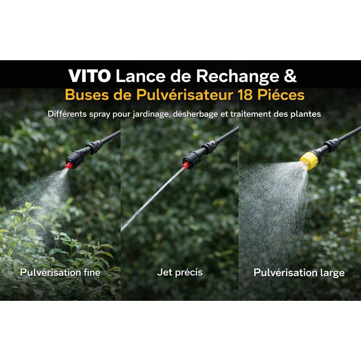 Kit Lance de Rechange + Buses de Pulvérisateur Spécial Produits Corrosifs 18Pièces Accessoires Pulvérisateur Batterie 16L VITO - Imagen 2