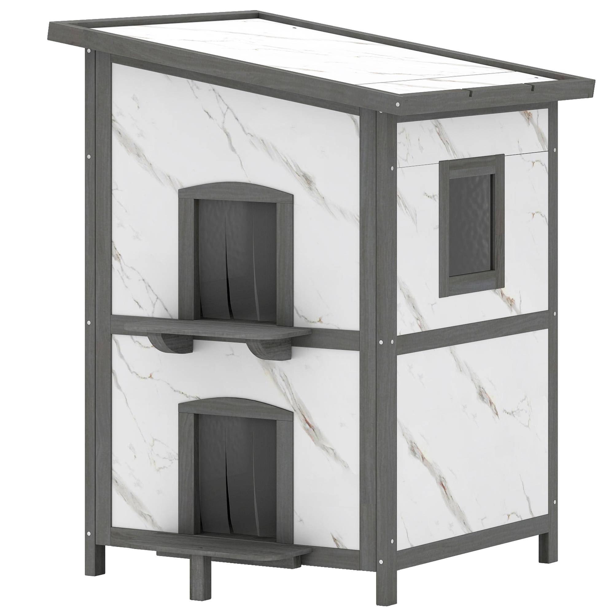 Maison pour chat bois blanc 60 x 60 x 88 cm PANGIVO Jardiland — free download