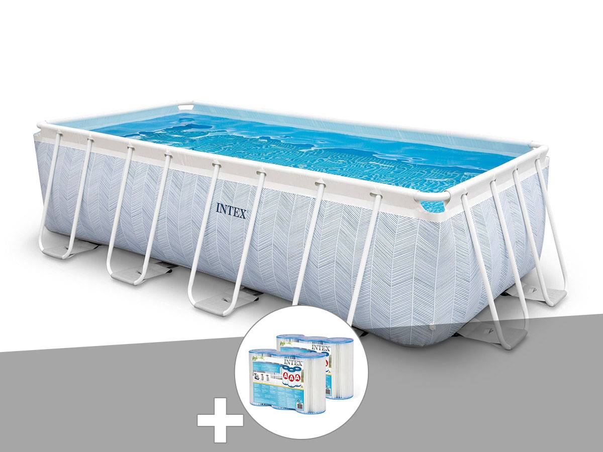 Kit piscine tubulaire Intex Chevron rectangulaire 4,00 x 2,00 x 1,00 m + 6 cartouches de filtration - Imagen 1