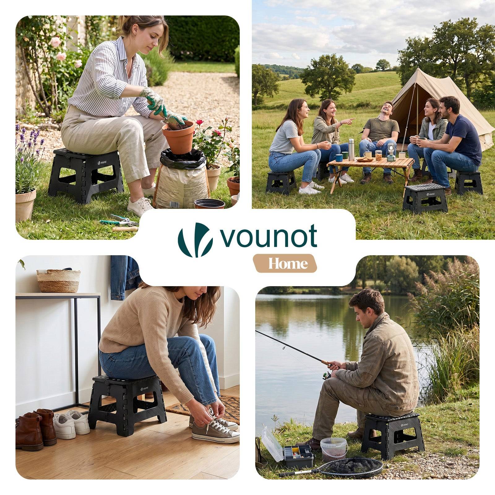 Tabouret pliant portable 32x25x22cm - Marchepied pliable antidérapant avec poignée - Plastique - Noir - VOUNOT® - Image 7