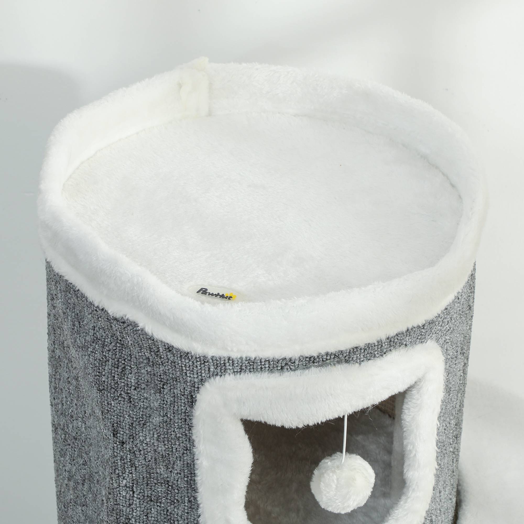 ComfortXL - Tour griffoir pour chat aggloméré 50 x 36 x 101 cm grise 3 niveaux avec niches jouets et poteaux en sisal - Image 8