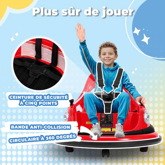 Auto-tamponneuse enfant - AIYAPLAY - rotation à 360°, musique, klaxon Auto-tamponneuse enfant - AIYAPLAY - rotation à 360°, musique, klaxon