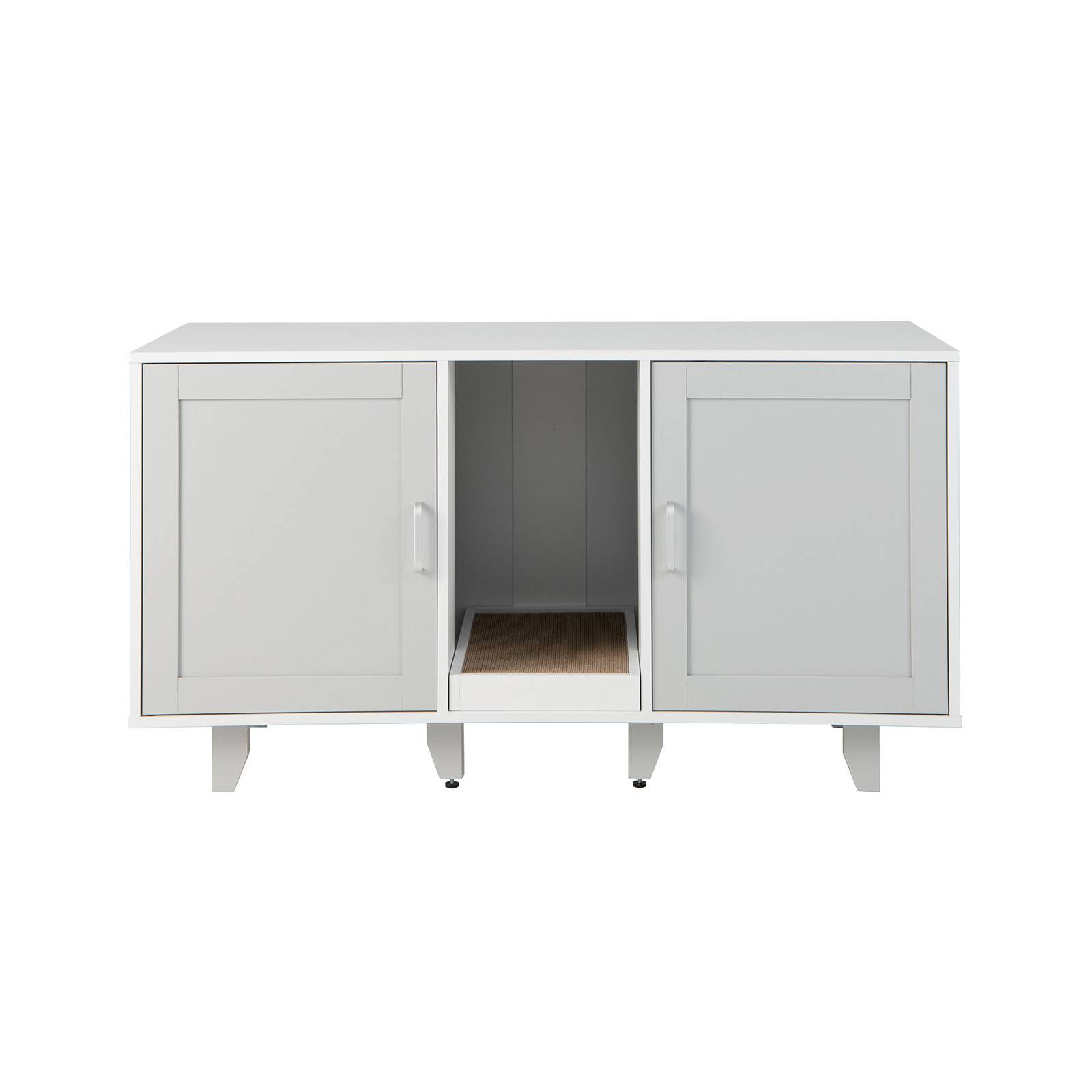 Maison de Toilettes pour Chat à Double Portes, Meuble à Litière en Bois(Gris) - Image 1