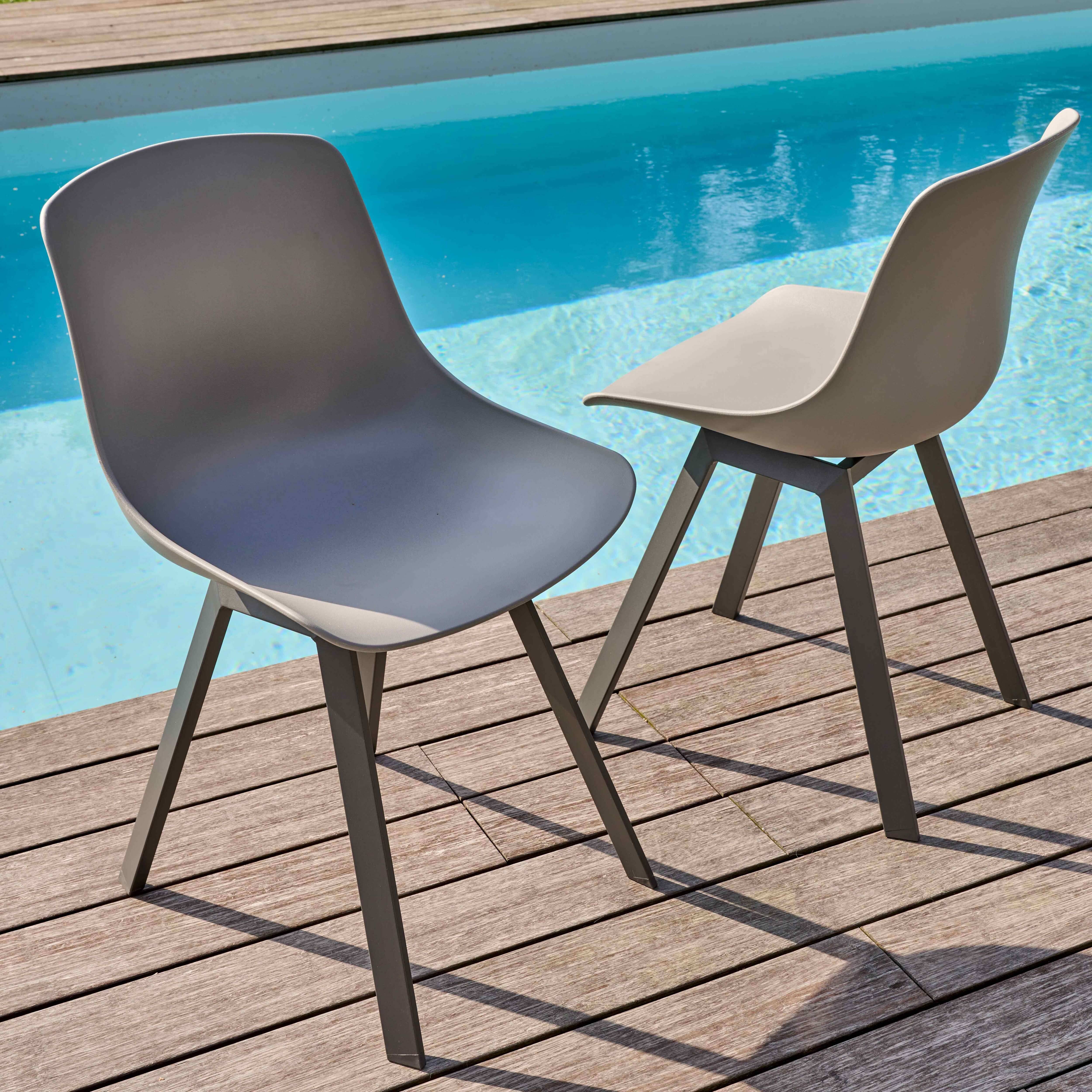 Oviala - Lot de 4 chaises d'extérieur grises Samoa - Oviala - Imagen 3