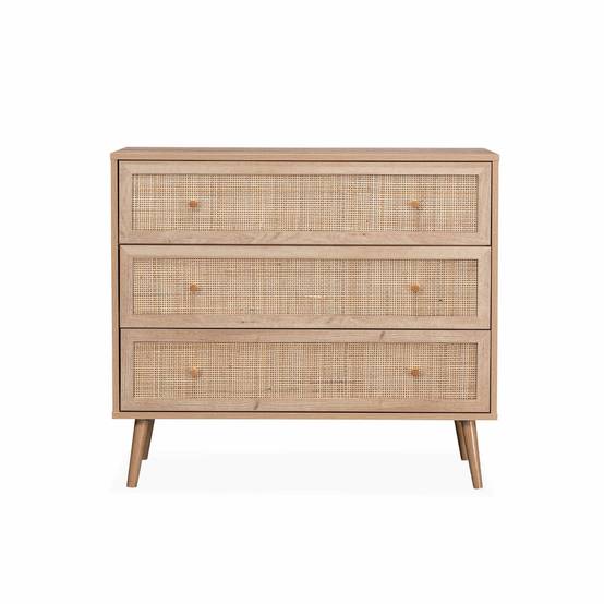 Commode en décor bois et cannage 90x39x79cm - Bohème - 3 tiroirs | sweeek - Image 3