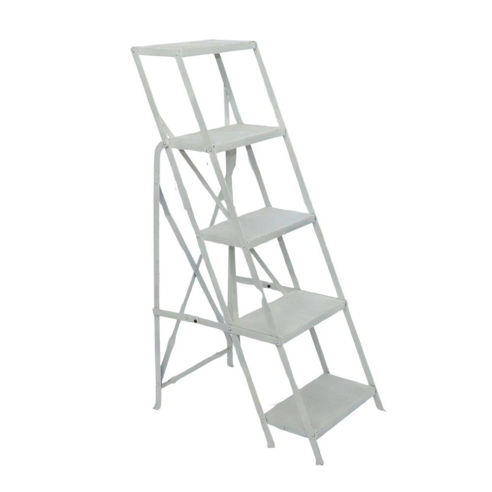 Chemin De Campagne - Porte plantes extérieur jardin vintage escalier métal blanc 124x68cm Chemin de campagne