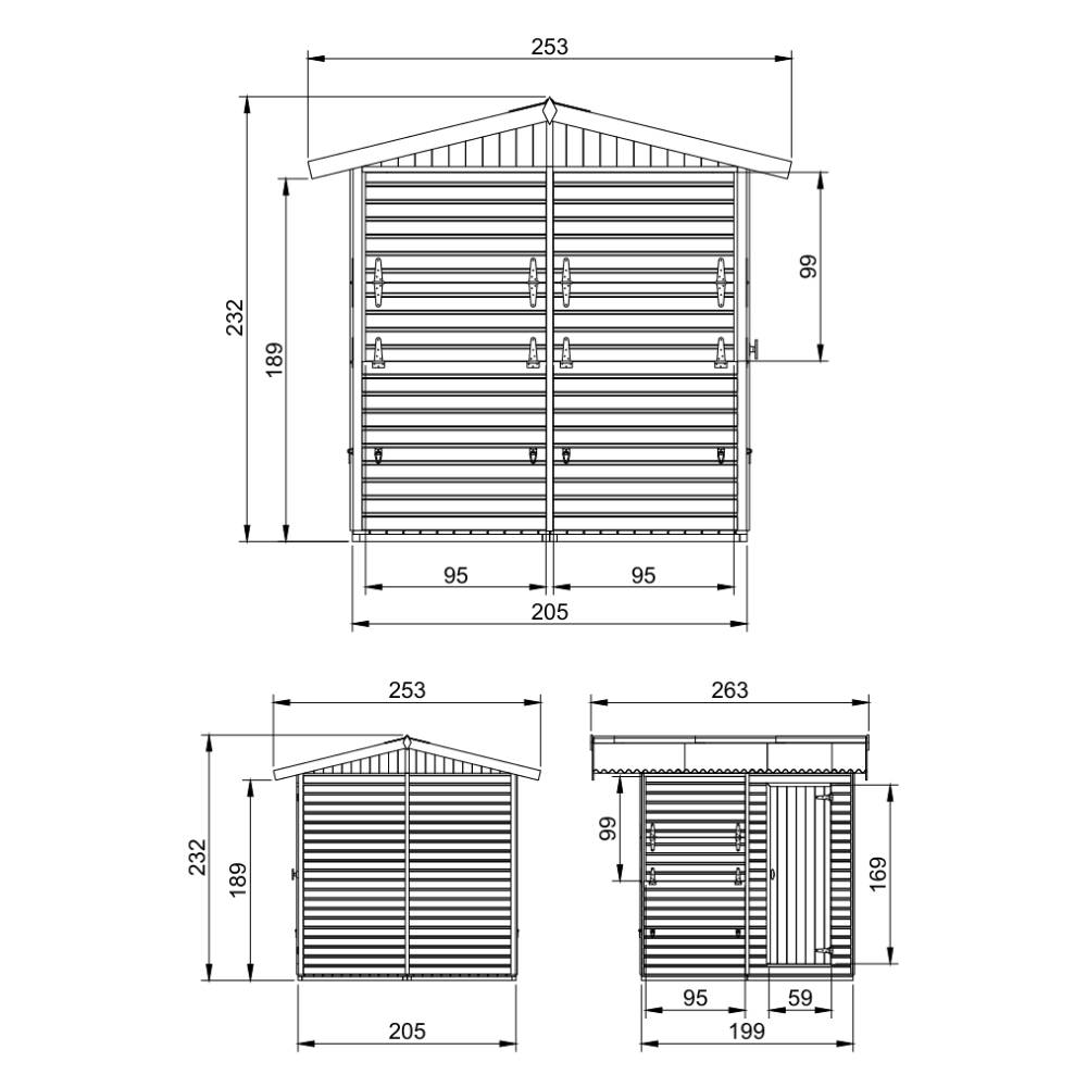 Timbela - Kiosque en bois - 4 m² - 263x253xH232 cm - Stand de vente en bois - avec 4 fenêtres de vente - 17 mm d’épaisseur - Timbela M149B - Image 6