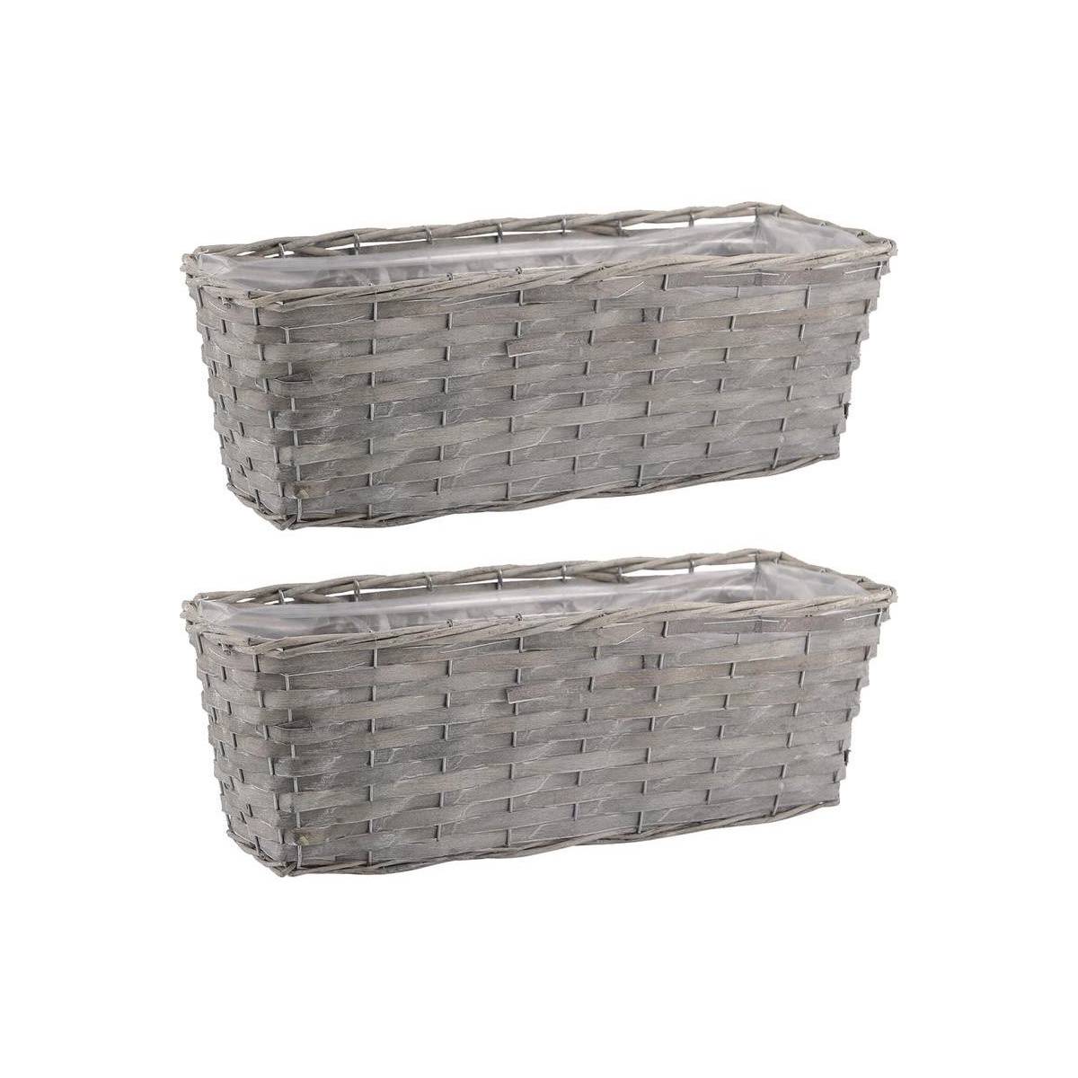 Aubry Gaspard - Jardinière en osier et bois 50 x 16 x 15 cm - Imagen 1