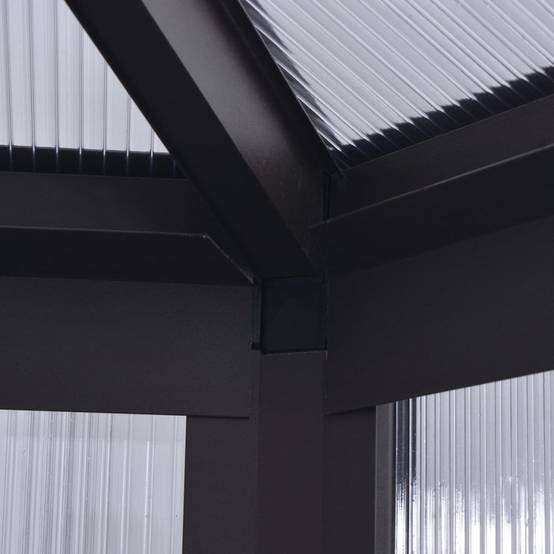 ComfortXL - Serre de jardin hexagonale en aluminium et polycarbonate pour potager Brun – ComfortXL Outdoor Living - Image 6