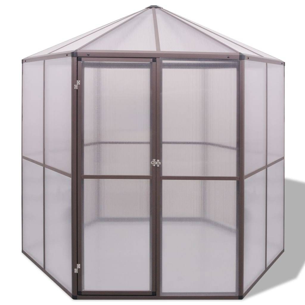 ComfortXL - Serre de jardin hexagonale en aluminium et polycarbonate pour potager Brun – ComfortXL Outdoor Living - Image 2