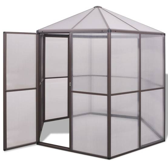 ComfortXL - Serre de jardin hexagonale en aluminium et polycarbonate pour potager Brun – ComfortXL Outdoor Living - Image 1