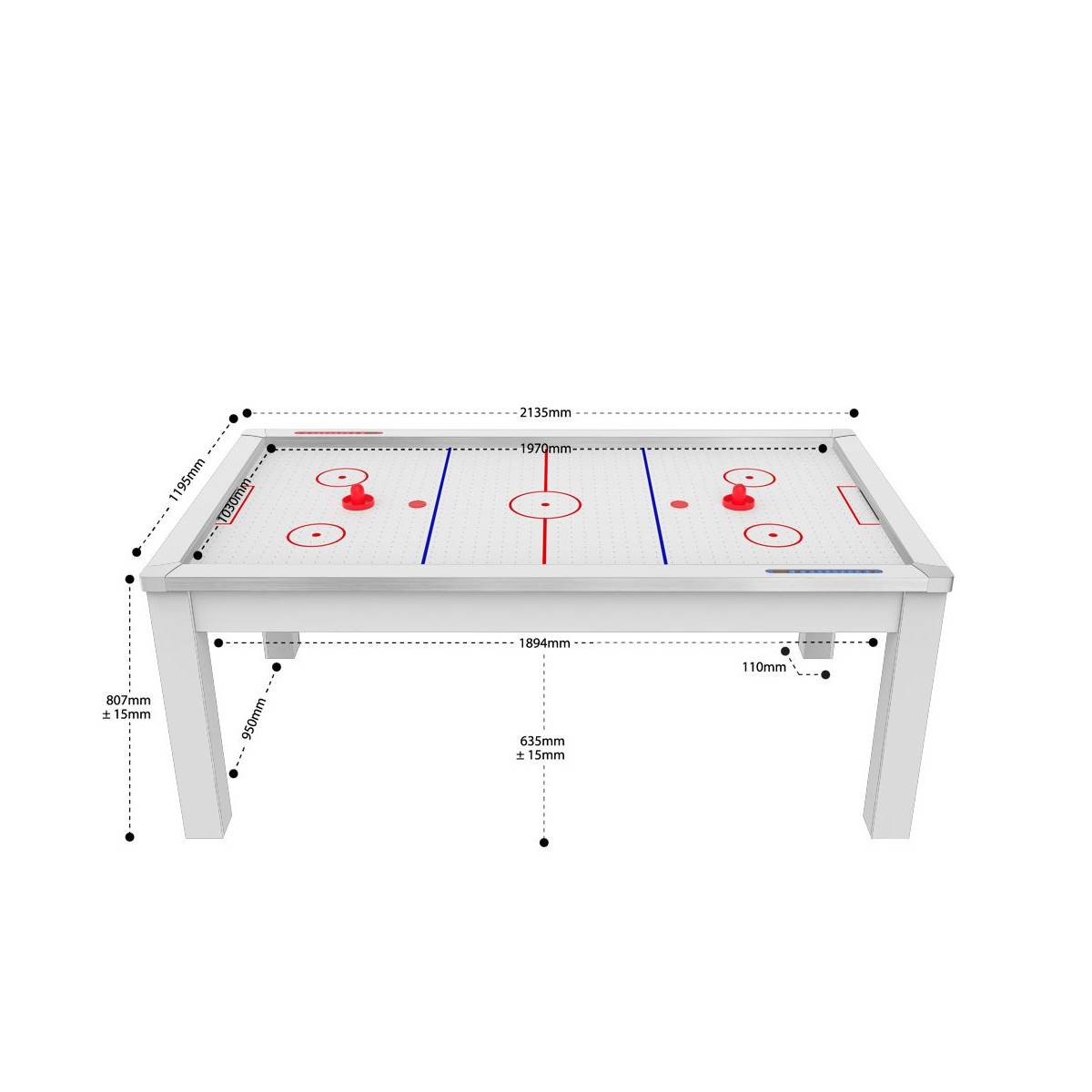 Table de Air Hockey Convertible "Calgary" 213cm Blanc - Image 9