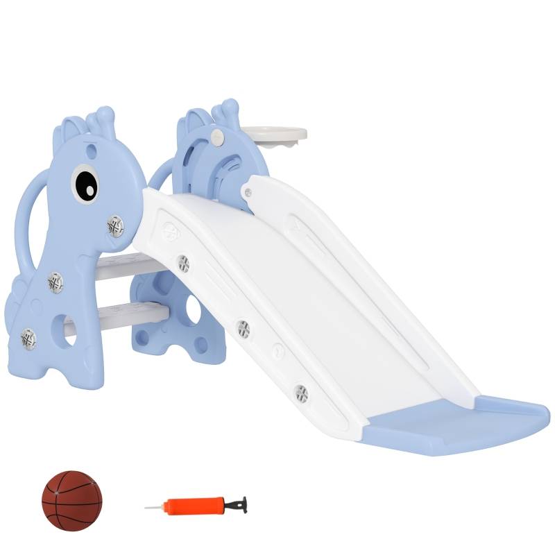 Toboggan enfant 3 en 1 forme girafe avec panier de basket pour 1-3 ans Bleu – ComfortXL Outdoor Living - Image 2
