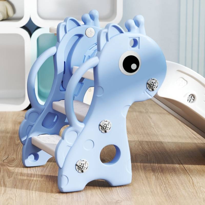 Toboggan enfant 3 en 1 forme girafe avec panier de basket pour 1-3 ans Bleu – ComfortXL Outdoor Living - Image 6
