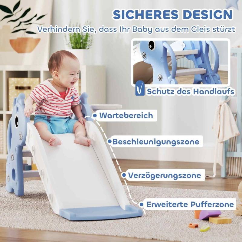 Toboggan enfant 3 en 1 forme girafe avec panier de basket pour 1-3 ans Bleu – ComfortXL Outdoor Living - Image 5