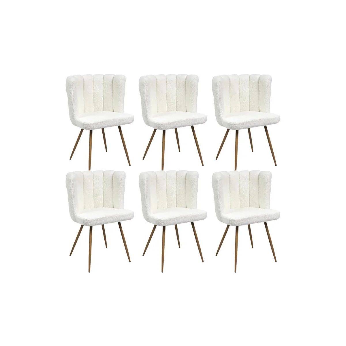 ALTOBUY - Lot de 6 Fauteuils Blanc Tissu Bouclettes - FJARD - Image 1