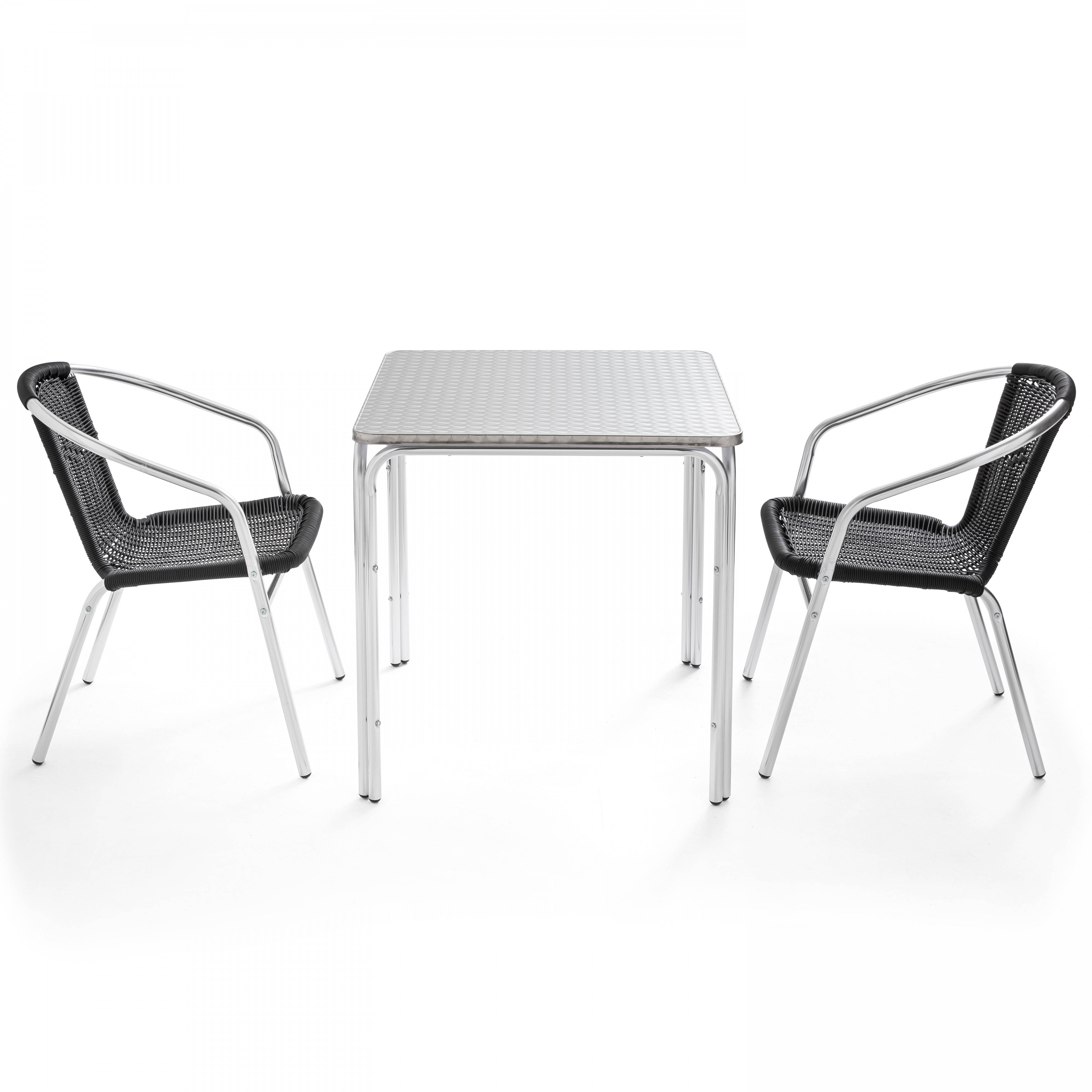 Oviala - Table de jardin carrée et 2 fauteuils en aluminium Nothing Hill - Oviala - Imagen 1