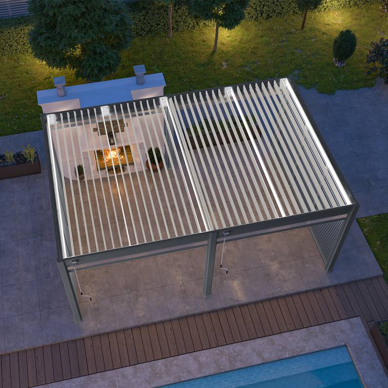 Ombrea - Pergola bioclimatique Ombréa autoportante VS - 4X6M bicolore + 2 stores Anthracites - Image 5
