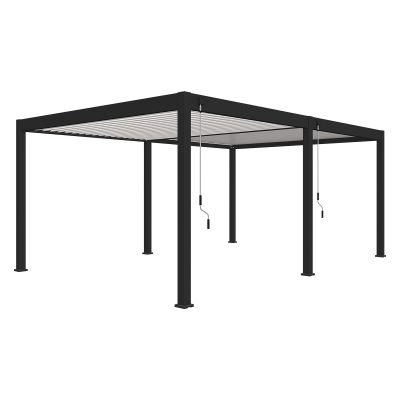 Ombrea - Pergola bioclimatique Ombréa autoportante VS - 4X6M bicolore + 2 stores Anthracites - Image 2