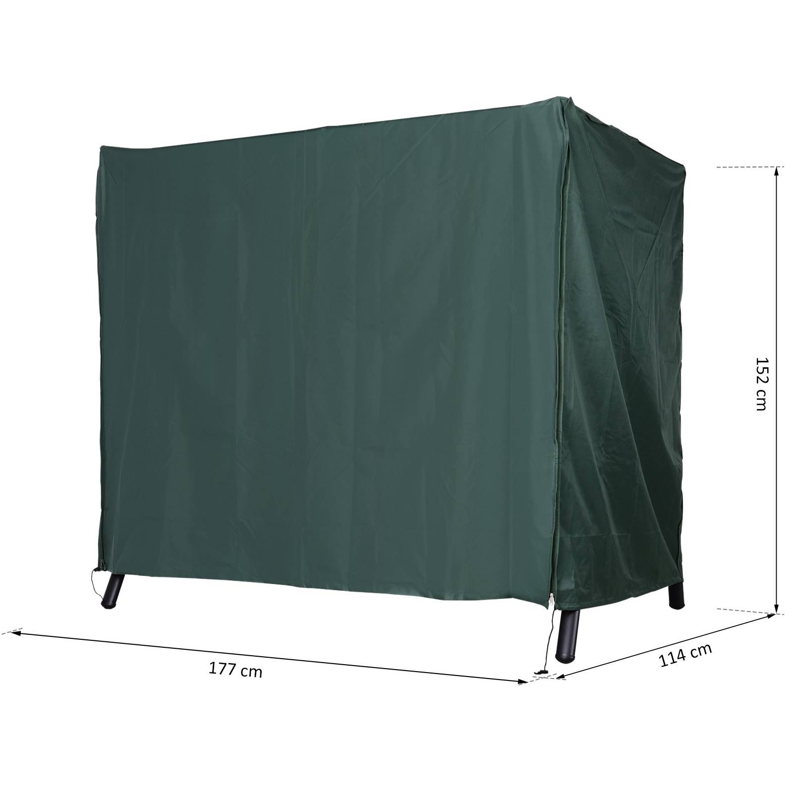 Housse de Balancelle 3 Places Tissu Oxford 420D Jardin Imperméable Vert Foncé 177x114cm - ComfortXL Outdoor Living - Image 4