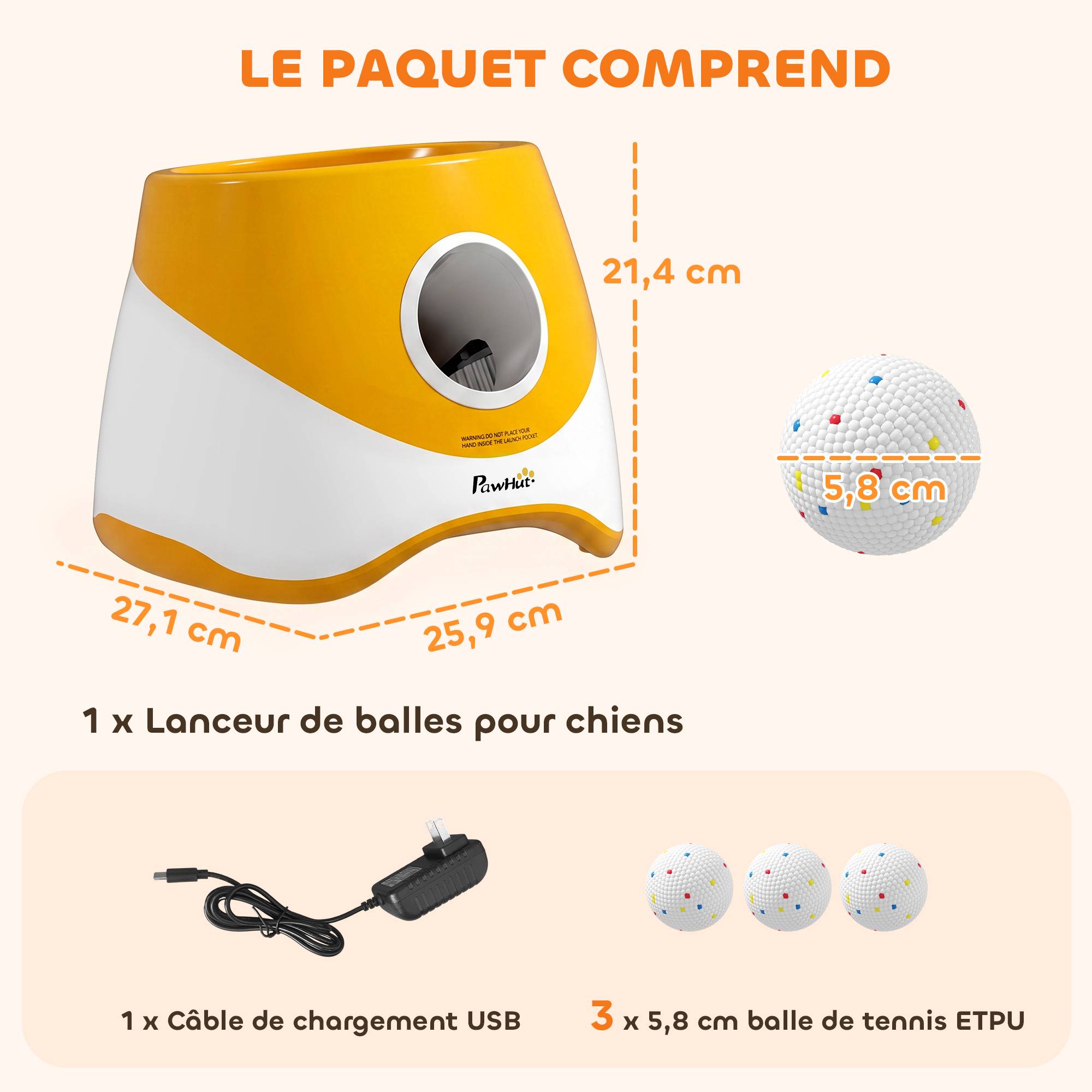 Sans Marque - Lanceur Automatique de Balles pour Chiens Petits et Moyens Orange - Image 5