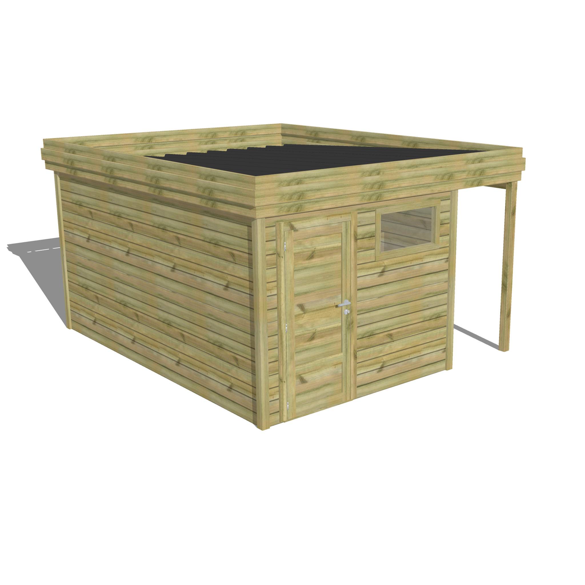 ABRI DE JARDIN bois  autoclave 27mm - 3,64x4,34m / 16m2 - Bac acier - Abri Français - Image 1