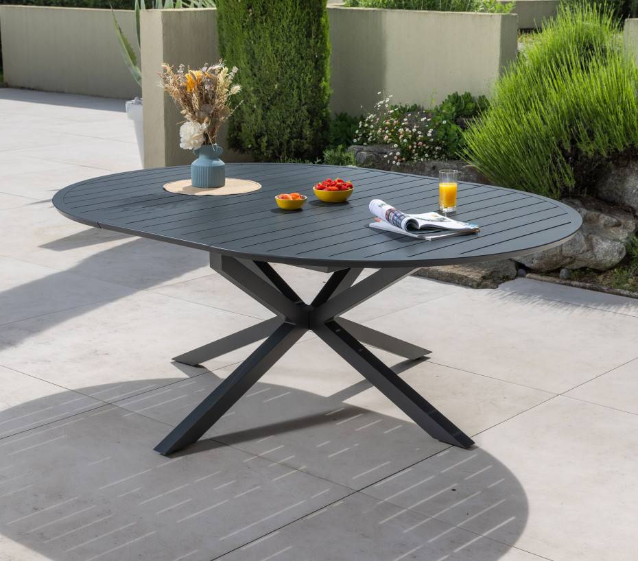 Ensemble table et chaises de jardin 8 places anthracite AIX - Image 2