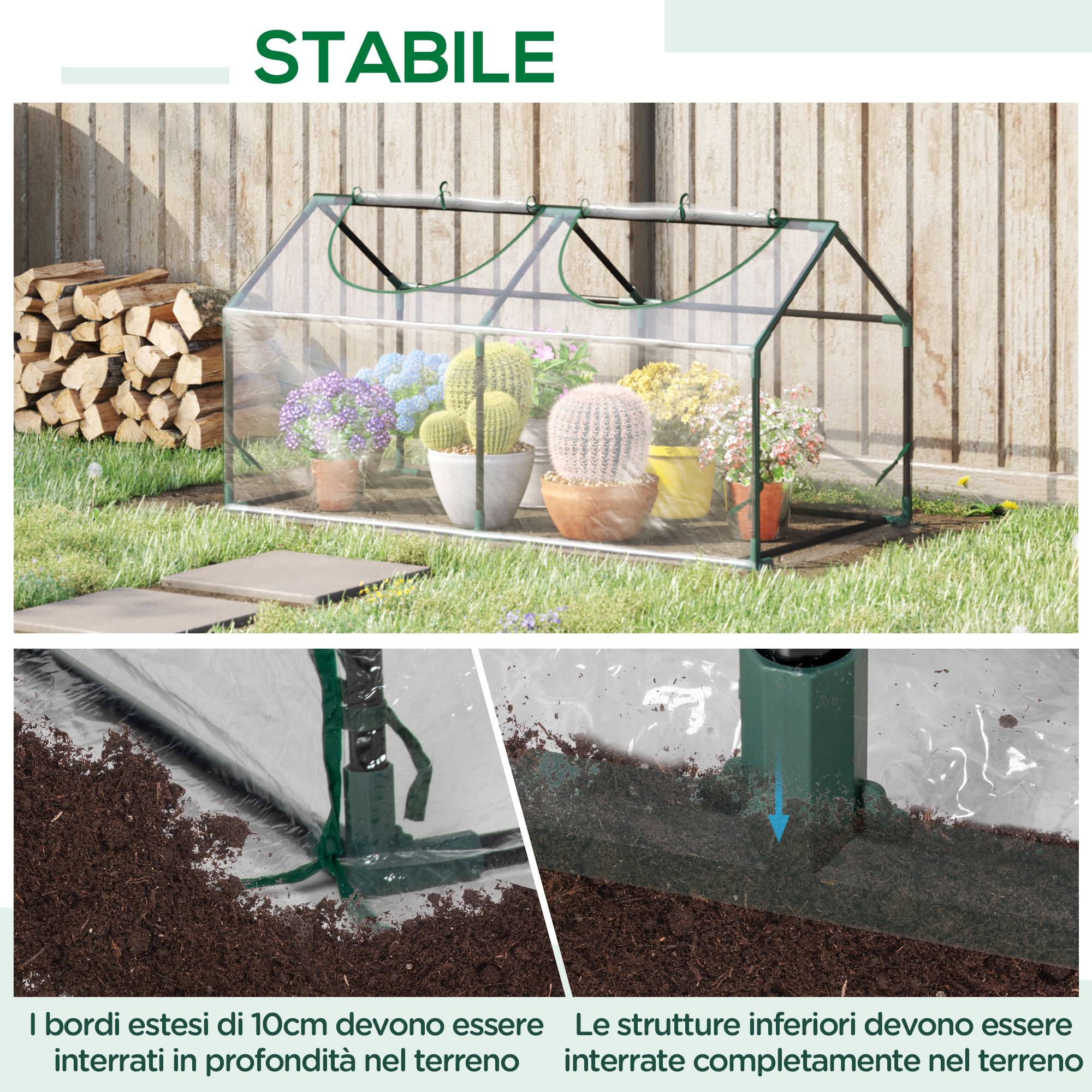 Mini serre de jardin châssis tubulaire armature bâche PVC transparente pour semis boutures potager 120x60x60cm - Image 7