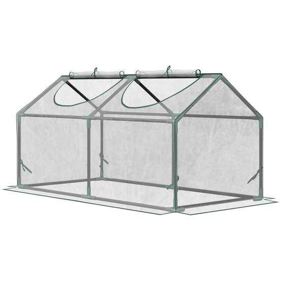 Mini serre de jardin châssis tubulaire armature bâche PVC transparente pour semis boutures potager 120x60x60cm - Image 2
