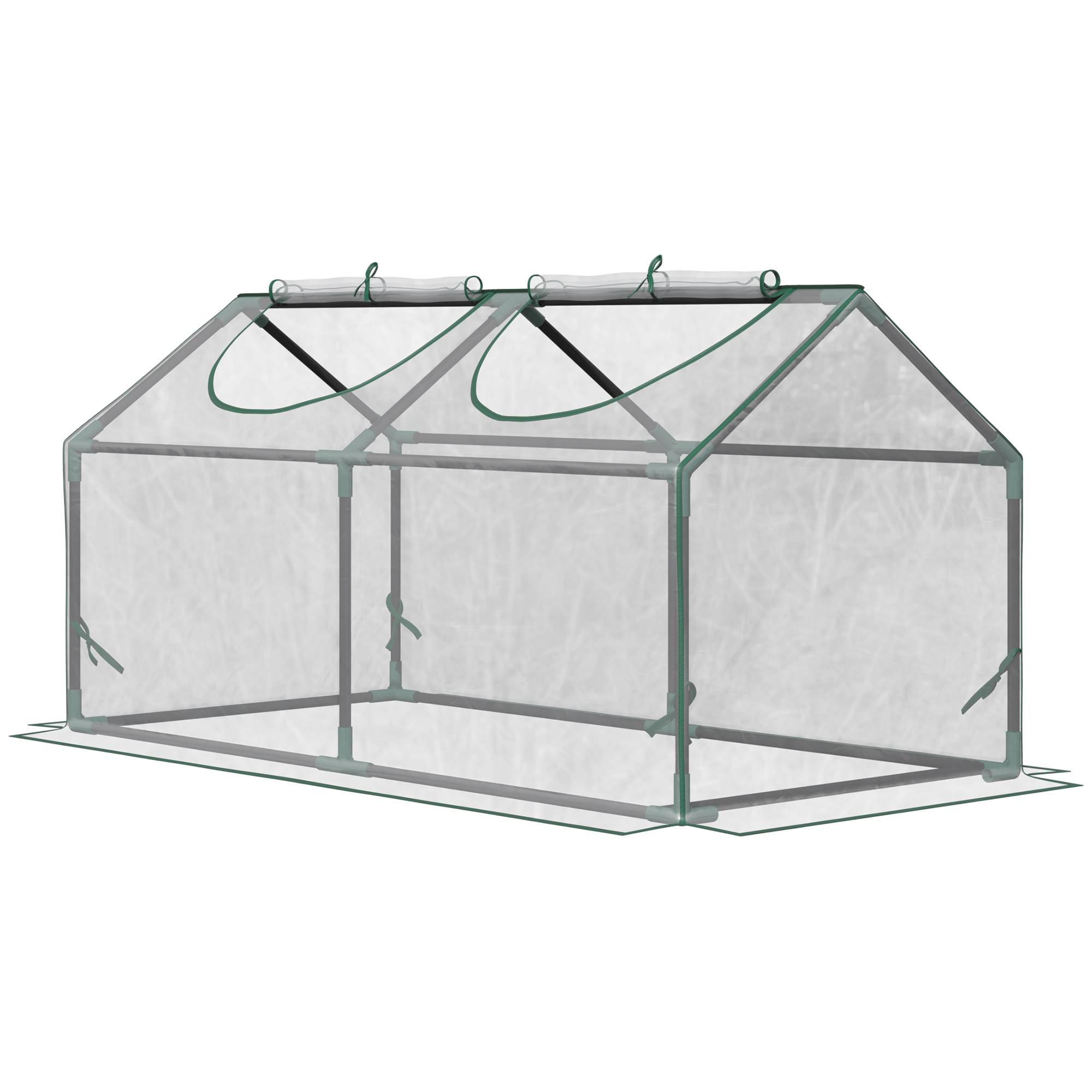 Mini serre de jardin châssis tubulaire armature bâche PVC transparente pour semis boutures potager 120x60x60cm - Image 2