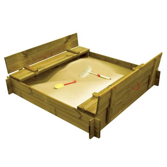 Bac à sable bois autoclave avec couvercle 120 x 120 cm - Image 3