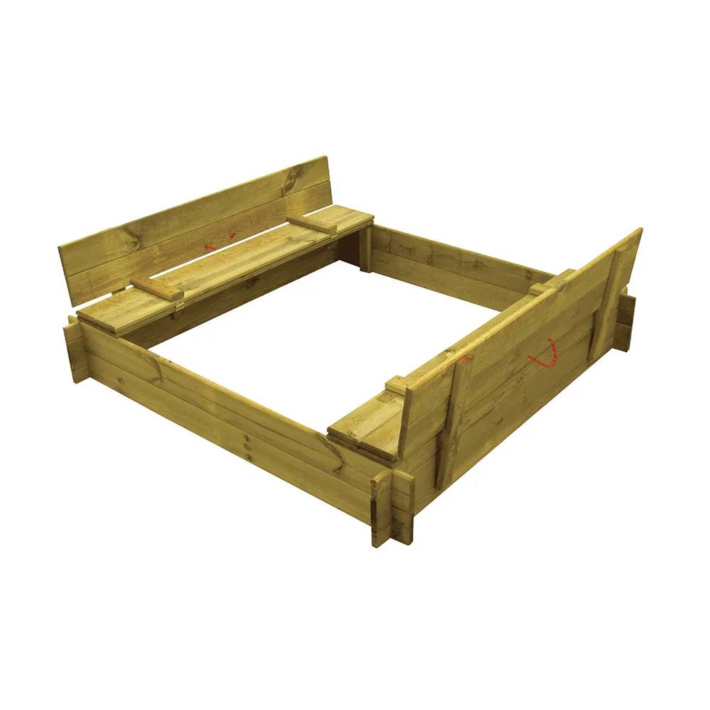 Bac à sable bois autoclave avec couvercle 120 x 120 cm - Image 4