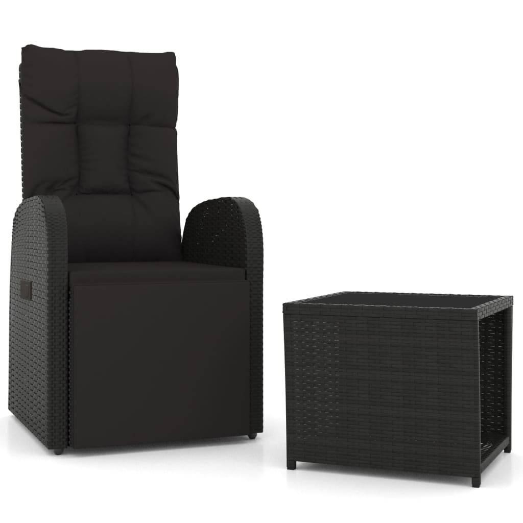 Fauteuil de Jardin Inclinable Résine Tressée Table Basse Verre Repose-pied – ComfortXL Outdoor Living - Image 2