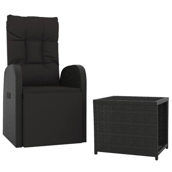 Fauteuil de Jardin Inclinable Résine Tressée Table Basse Verre Repose-pied – ComfortXL Outdoor Living - Image 3