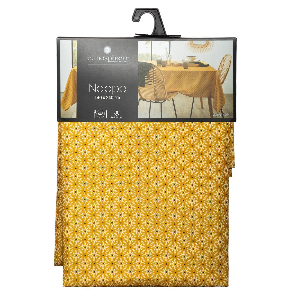 Atmosphera - Nappe anti-tache "Paty" jaune 140x240cm - Atmosphera Créateur d'intérieur - Image 5