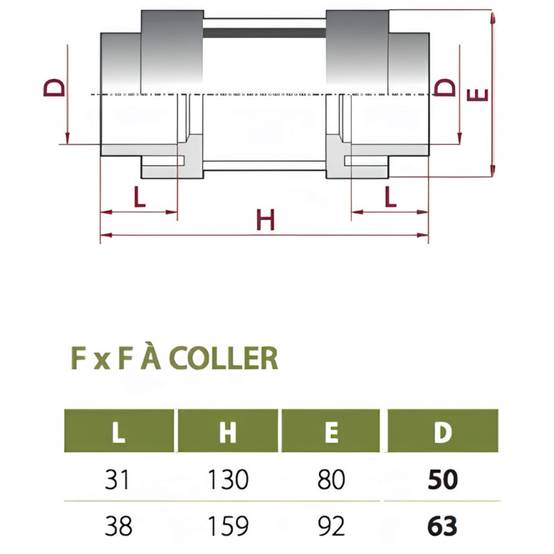 Coller F Voyant de contrôle F/F Ø 50 - Jardiland