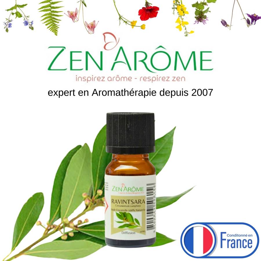 Huile Essentielle Ravintsara – 100% Pure et Naturelle - Diffusion pour Aromathérapie – 10ml – Conditionné en France - Zen'Arôme