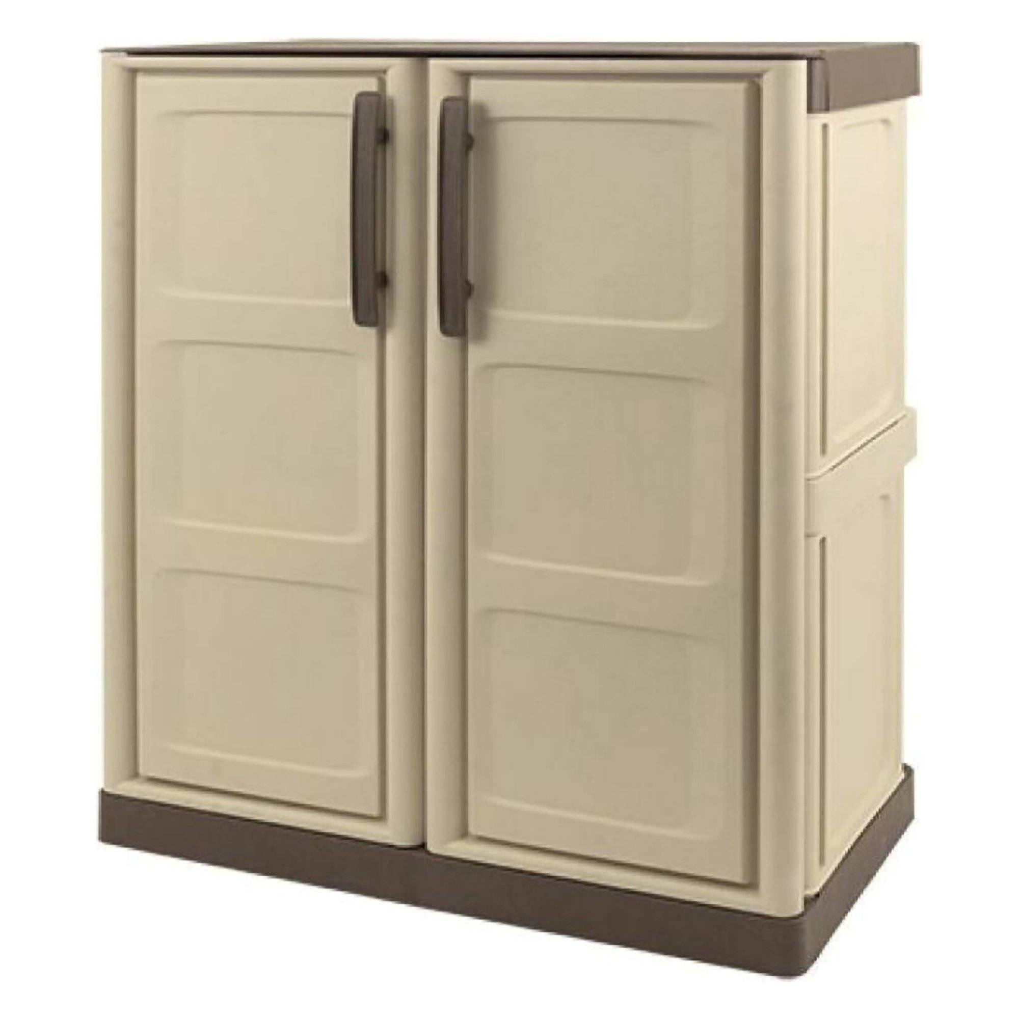 Dmora - Armoire d'extérieur Dambrosi, Armoire de balcon polyvalente, Mobilier d'extérieur avec 2 portes, Beige et Marron, 70x39h86 cm, Finition à carreaux - Imagen 4