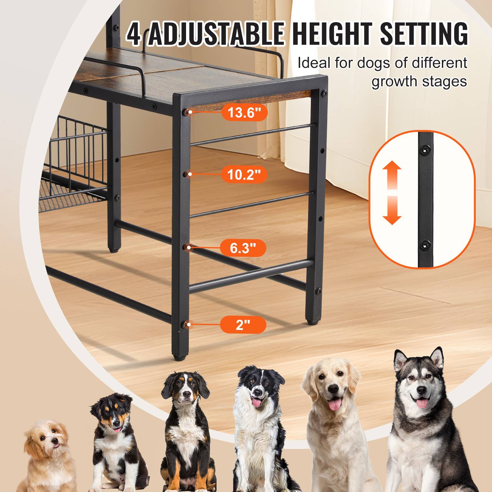 Vevor - VEVOR Support de Gamelle Surélevée Réglable Rangement pour Chiens 92x27x75 cm - Image 3