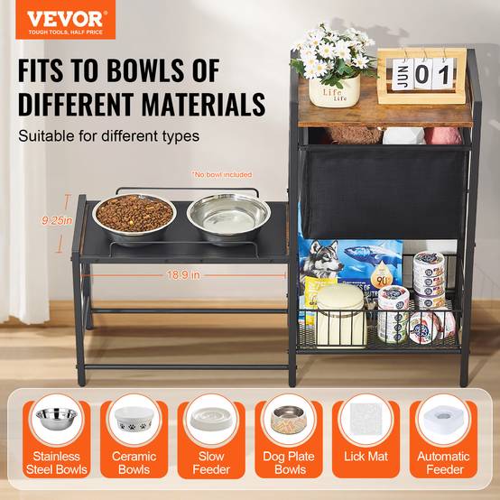 Vevor - VEVOR Support de Gamelle Surélevée Réglable Rangement pour Chiens 92x27x75 cm - Image 2