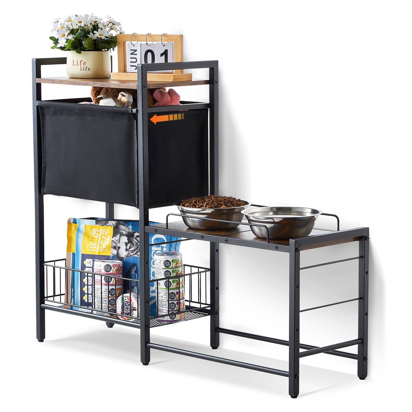 Vevor - VEVOR Support de Gamelle Surélevée Réglable Rangement pour Chiens 92x27x75 cm