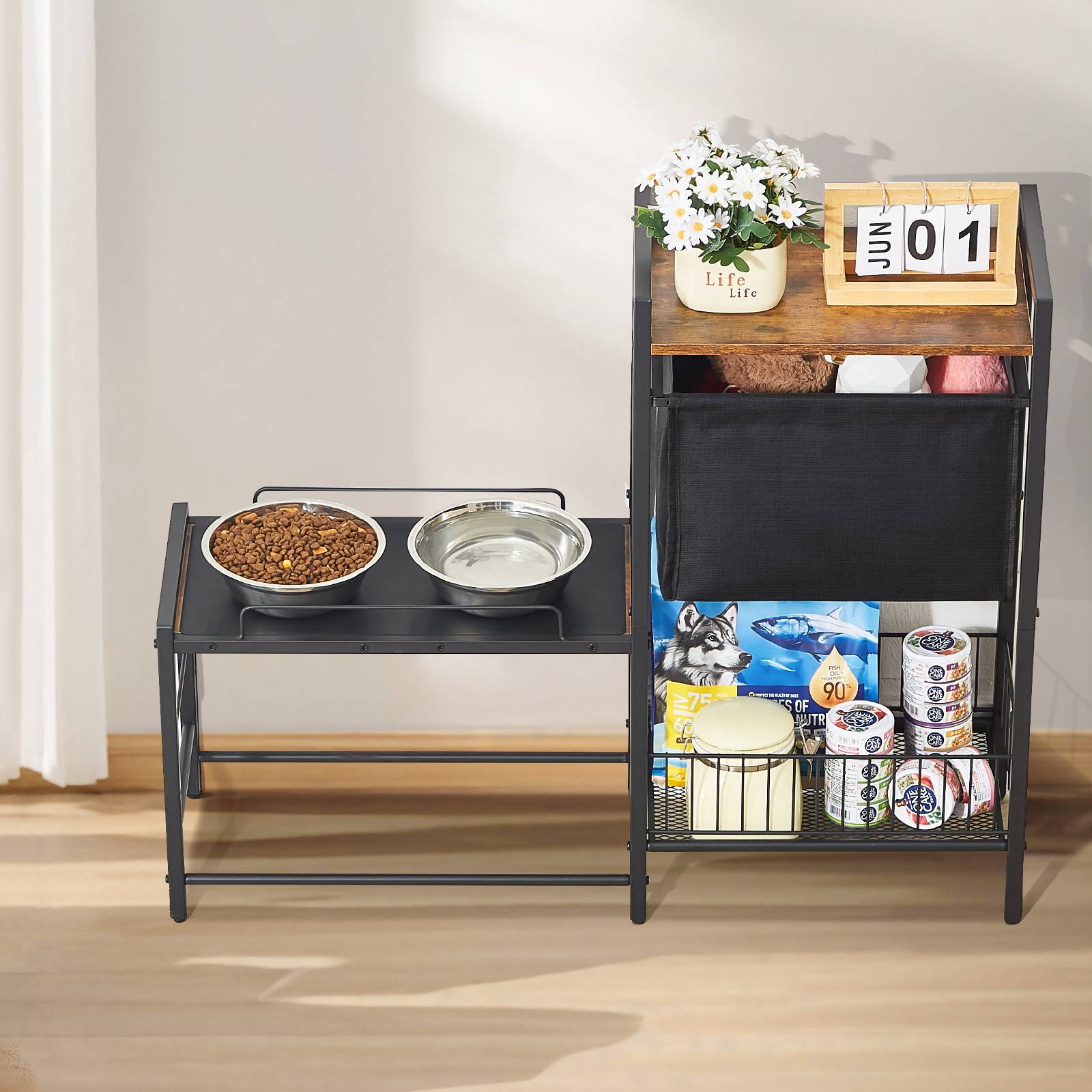 Vevor - VEVOR Support de Gamelle Surélevée Réglable Rangement pour Chiens 92x27x75 cm - Image 8