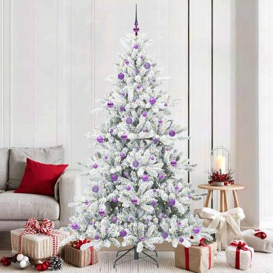 ComfortXL - Sapin de Noël Design Blanc 210 cm, Kit Lumineux 8 Modes d'Éclairage et 120 Boules – ComfortXL Outdoor Living - Image 1