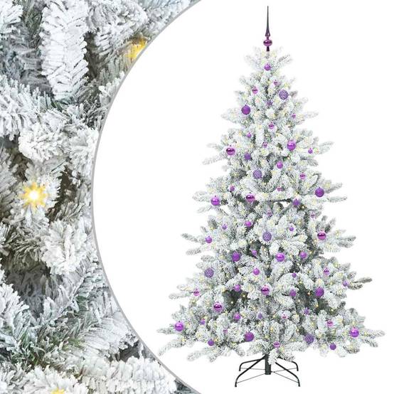 ComfortXL - Sapin de Noël Design Blanc 210 cm, Kit Lumineux 8 Modes d'Éclairage et 120 Boules – ComfortXL Outdoor Living - Image 2