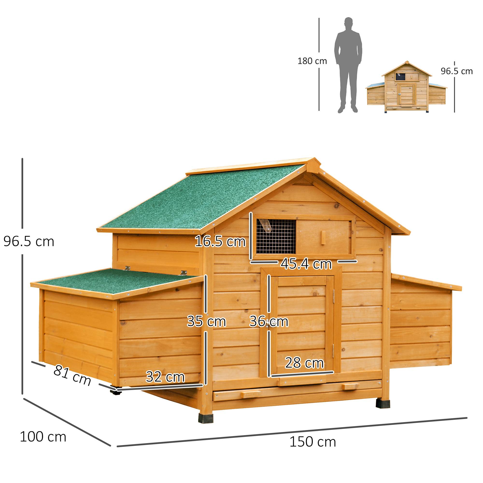 Poulailler bois jardin 2 à 4 poules avec pondoir double toit ouvrant 150x100cm - ComfortXL Outdoor Living - Image 5