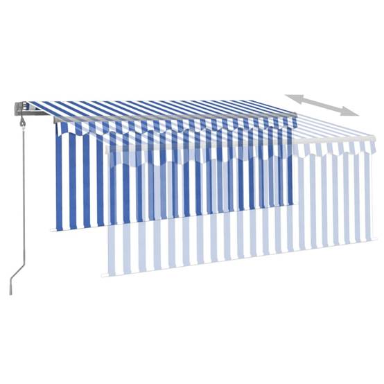 Store Banne Motorisé avec Télécommande et Store Vertical pour Balcon Bleu et Blanc 3,5x2,5m – ComfortXL Outdoor Living - Image 4