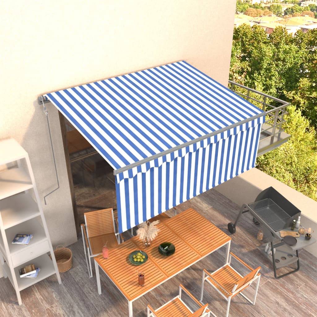 Store Banne Motorisé avec Télécommande et Store Vertical pour Balcon Bleu et Blanc 3,5x2,5m – ComfortXL Outdoor Living - Image 1