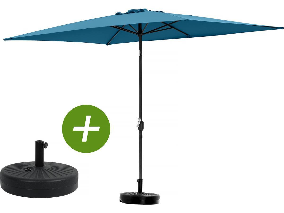 Parasol Jardin "sol 2" - Rectangle - 2 X 3 M - Bleu + Dalles à Lester Incluses -habitat Et Jardin - Imagen 1